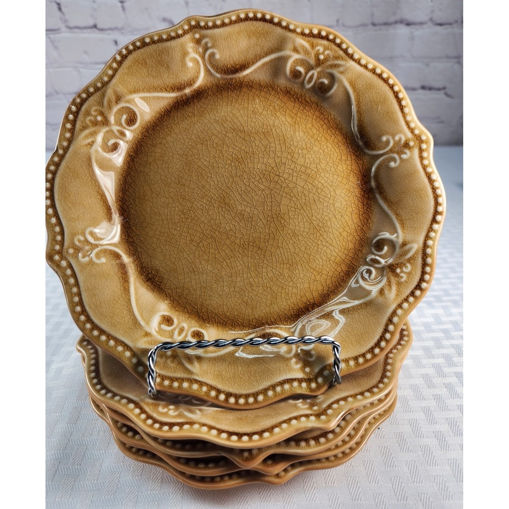 Set of 5 PIONEER WOMAN  PAIGE AMBER GOLD SALAD PLATES